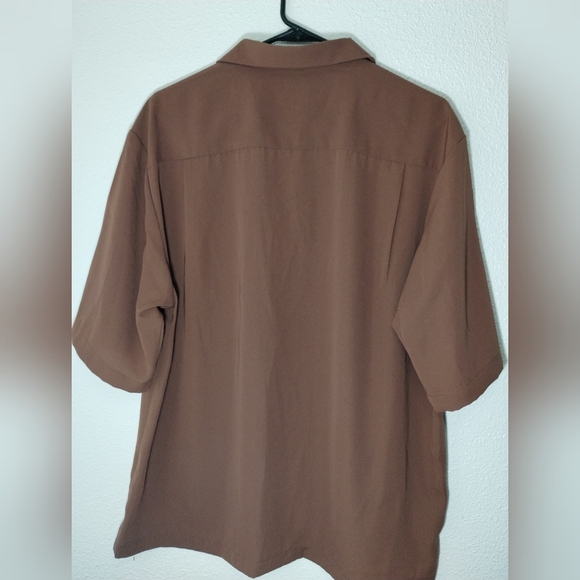 GU Global Men's Brown Polyester Button Down Casual Dress Shirt - Size L - Picture 3 of 11
